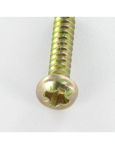1 x Vis tôle tête cylindrique bombée large Pozi 2.9X9.5 Bichromaté Sans pointe