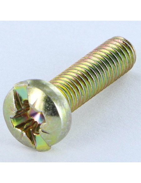 1 x Vis métaux Tête cylindrique bombée TCB POZI et fendu M4X16 Diamètre de tête: 7 Bichromaté