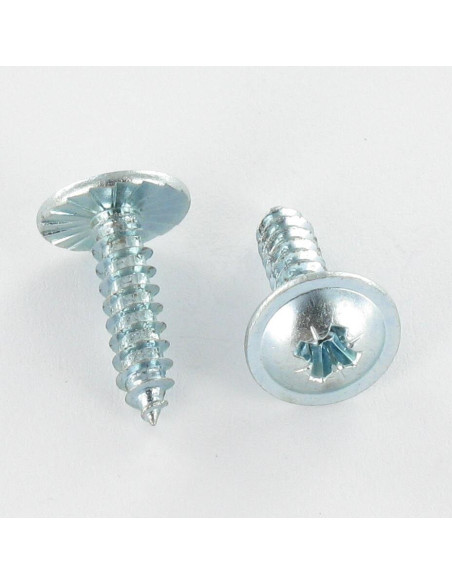 1 x Vis tôle tête cylindrique bombée large Pozi 2.9X6.5 Cranté Acier zingué
