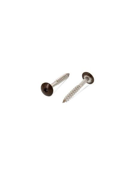 1 x Vis de facade TORX T20 4.8X32 Diamètre de tête: 12.3 Inox A2 RAL8014 brun sepia
