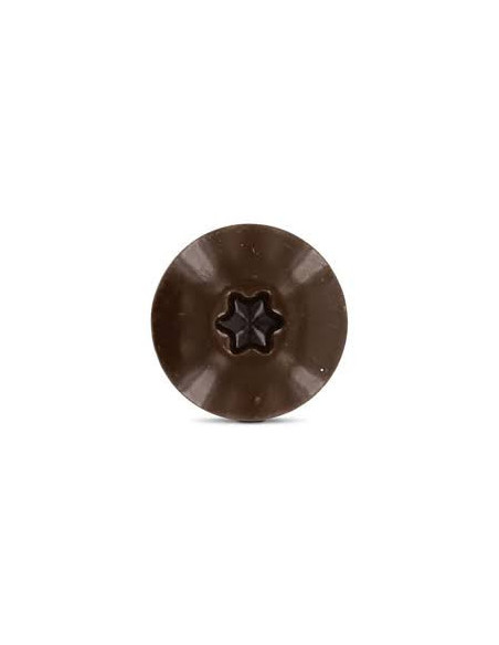 1 x Vis de facade TORX T20 4.8X25 Diamètre de tête: 12.3 Inox A2 RAL8014 brun sepia