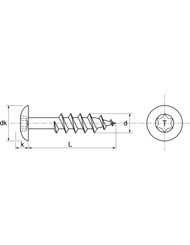 1 x Vis de facade TORX T20 5.5X25 Diamètre de...
