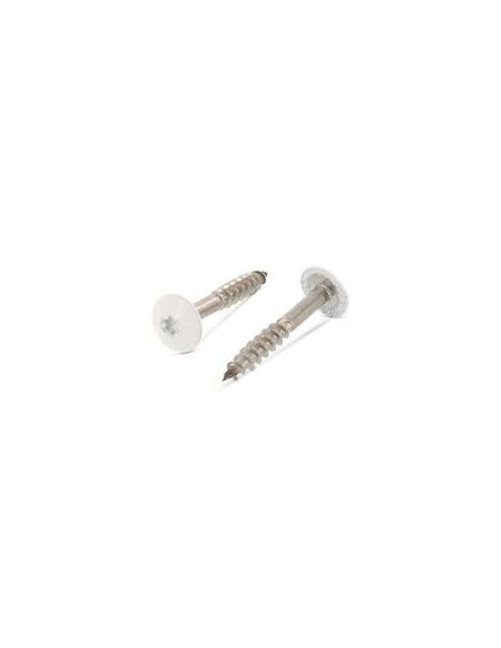 1 x Vis de facade TORX T20 5.5X35 Diamètre de tête: 12.3 Inox A2 RAL9001 blanc creme