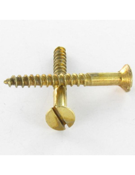 1 x Vis bois Tête fraisée Fendue 3.5X30 Acier laitonne