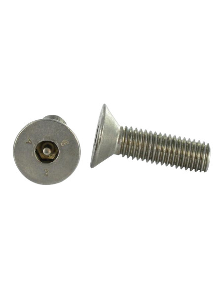 1 x Vis métaux Inox A2 Inviolable FHC tête fraisée empreinte hexagonale creuse Clé de 4 HC4 avec téton M6X30