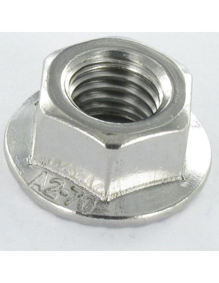 1 x Ecrou hexagonale Inox A2 Embase collerette crantée M10