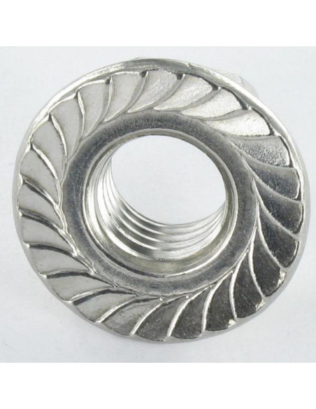1 x Ecrou hexagonale Inox A2 Embase collerette crantée M12