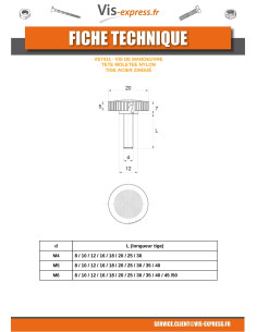 Vis métaux Tête Moletée nylon noir Tige Acier zingué M4X12 2