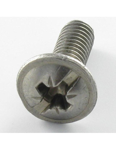 1 x Vis métaux Poelier POZI et fendu 6X16 Inox