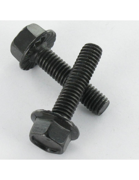 1 x Vis métaux Tête hexagonale TH M6X12 Acier zingué noir Embase collerette crantée