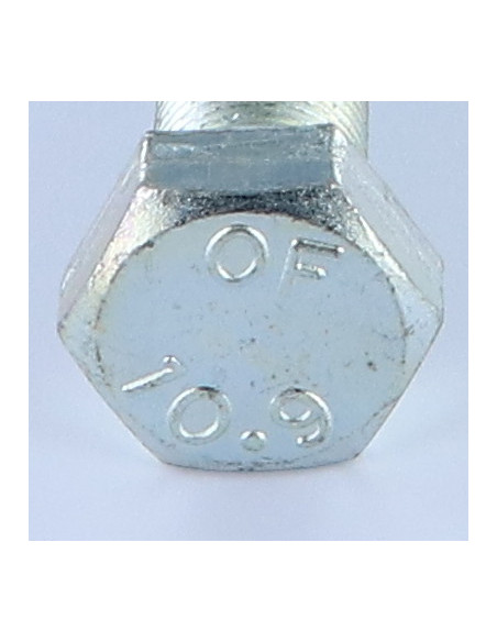 1 x Vis métaux Tête hexagonale TH M16X50 Classe 10.9 Filetage total Pas fin Pas de 150 Acier zingué