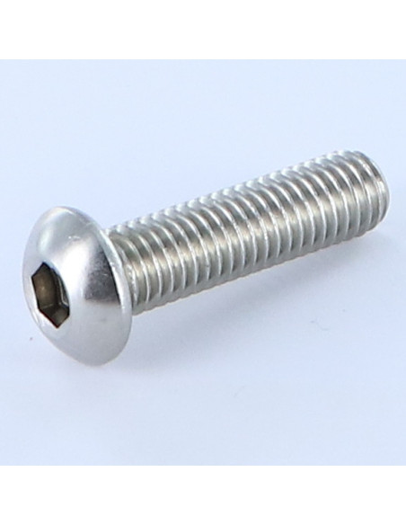 1 x Vis métaux BHC (Tête Bombée Hexagonal creux) M6X30 Filetage total Clé de 4 HC4 Inox A4