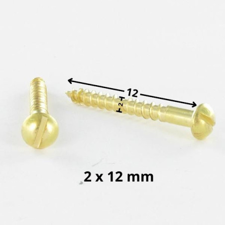 1 x Vis bois Laiton Tête ronde TR Fendue 2X12 microvis