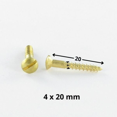 1 x Vis bois Laiton Tête fraisée bombée TFB Fendue 4X20