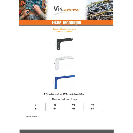 1 x Equerre 110X180 Plastique RAL3020