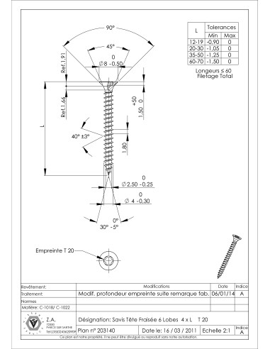 1 x VBA Vis bois agglo Tête fraisée TORX T20...