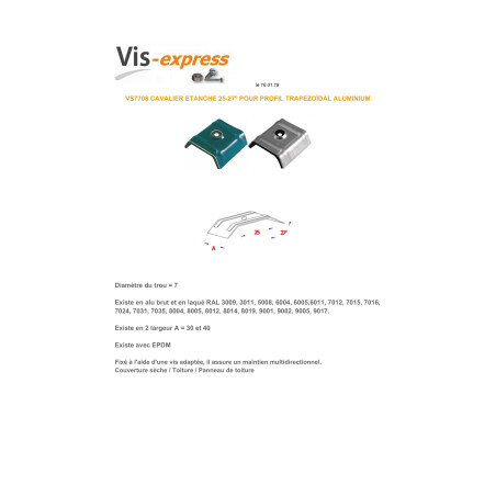 1 x Cavalier Etanche EPDM 30X25 Aluminium RAL7015 gris ardoise