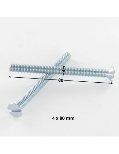 1 x Vis métaux Tête fraisée Fendue M4X80 Acier...