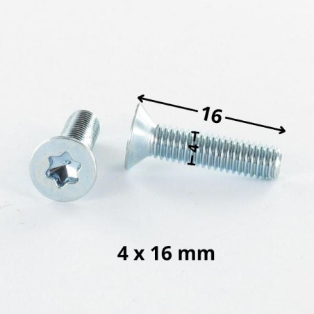 1 x Vis métaux Tête fraisée TORX T20 M4X16 Acier zingué