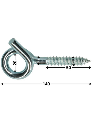 1 x Crochet gymnase Filet Bois Acier zingué...