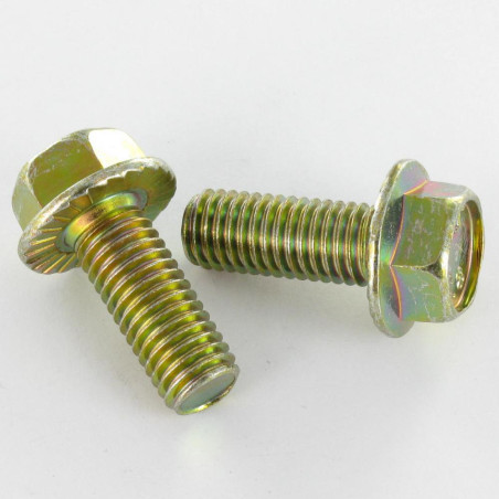 1 x Vis métaux Tête hexagonale TH M5X16 Embase collerette crantée Classe 8.8 Bichromaté