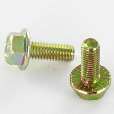 1 x Vis métaux Tête hexagonale TH M5X16 Embase collerette crantée Classe 8.8 Bichromaté