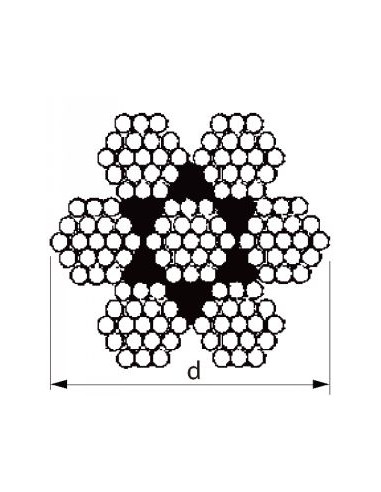 1 x Mètre de Câble souple Diamètre 12 Inox A4...