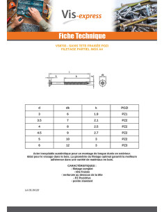 VBA Vis bois agglo Tête fraisée Pozi N°2 4.5X25 Filetage... 2