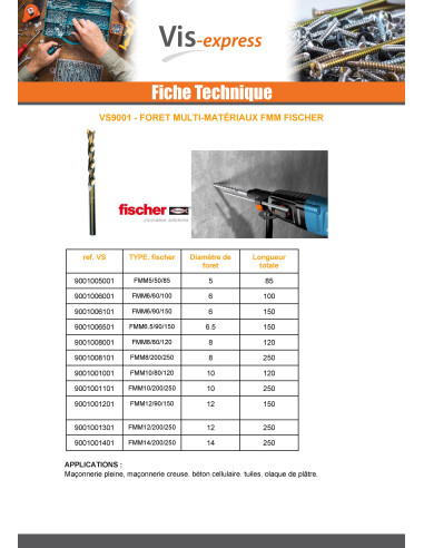 1 x Fischer Foret MULTIMATERIAUX 12/200/250