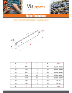Penture pointu volet battant 16X600 Acier zingué noir 2