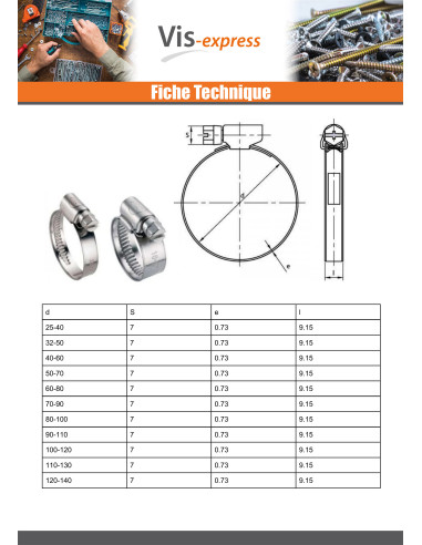 1 x Collier De Serrage Diamètre 25X40 Inox A2