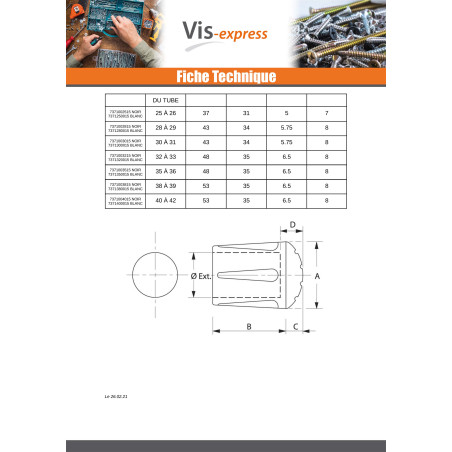 1 x Embout rond envellopant caoutchouc vulcanisé Noir Pour Tube 25 à 26