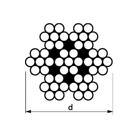 1 x Mètre de Câble souple Diamètre 10 Inox A4 7X7 Charge de rupture 5200 kg (vendu au m)