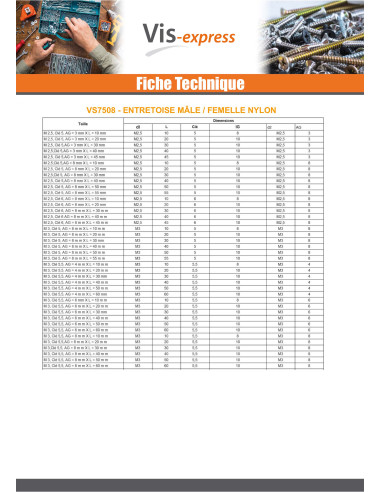 1 x Entretoise Hexagonal Mâle femelle M3X40 Clé...