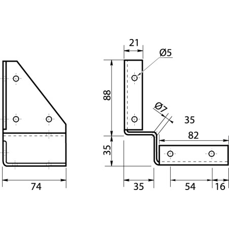 1 x Ferrure de table PIED RECTANGLE Acier zingué
