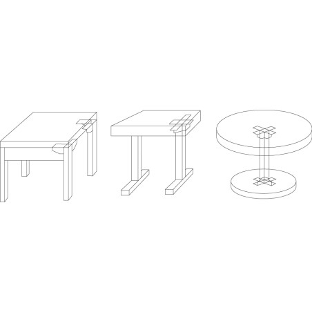 1 x Ferrure de table PIED RECTANGLE Acier zingué