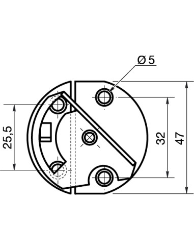 1 x Ferrure de table ronde Diamètre 47 Acier...