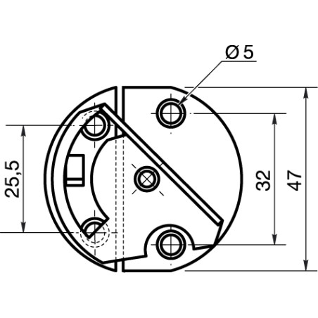 1 x Ferrure de table ronde Diamètre 47 Acier zingué 2 pièces