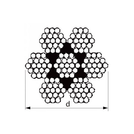 1 x Mètre de Câble souple Diamètre 7 Inox A4 7X19 Charge de rupture 2500 kg (vendu au m)
