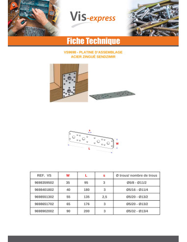 1 x Platine D ASSEMBLAGE Sendzimir 40X180
