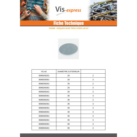 1 x Rondelle / Disque sans trou 100X4 Acier brut