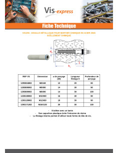 Douille métallique pour mortier chimique M6X48 Acier zingué 2
