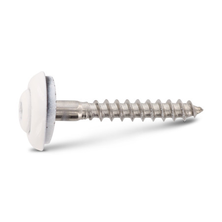 1 x Vis faitage Tête fraisée bombée TFB TORX T20 Inox A2 RAL9010 blanc pur 4.5X60 Rondelle d'étanchéite EPDM