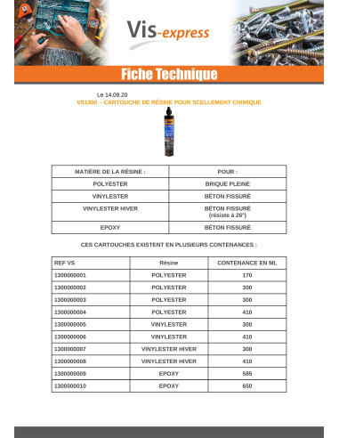 1 x CARTOUCHE De 410 ML RESINE POLYESTER