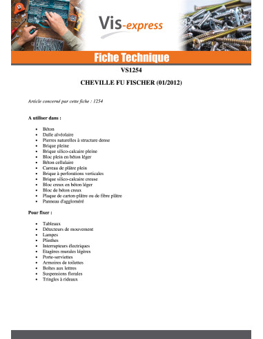 1 x Cheville Nylon Fischer FU 6X35 53260