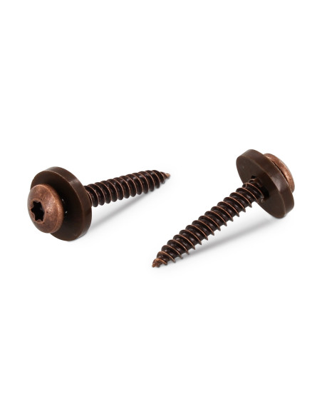 1 x Vis tôle Tête cylindrique TC TORX T15 + Rondelle Nylon 3.9X16 Inox A2 Marron