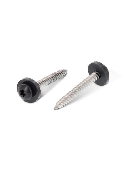 1 x Vis tôle Tête cylindrique TC TORX T15 + Rondelle Nylon 3.9X25 Inox A2 RAL7016 gris anthracite