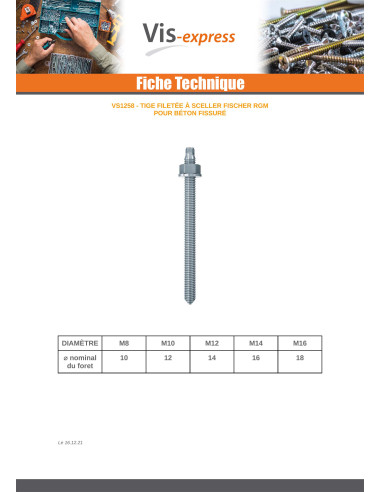 1 x Tige filetée Fischer RGM à SCELLER M10X350...