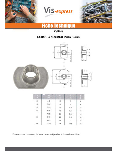 1 x Ecrou Cylindrique à souder M5 19X11 Haut...