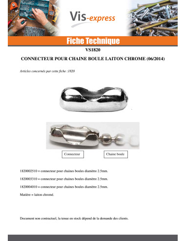 1 x Connecteur Laiton chrome Pour Chaîne De 2.5